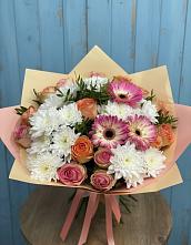 Букет цветов из:  Розы, Герберы и Хризантемы в Чкаловске