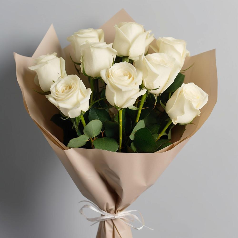 Букет 9 Белых роз Эдлесс Лав в Чкаловске