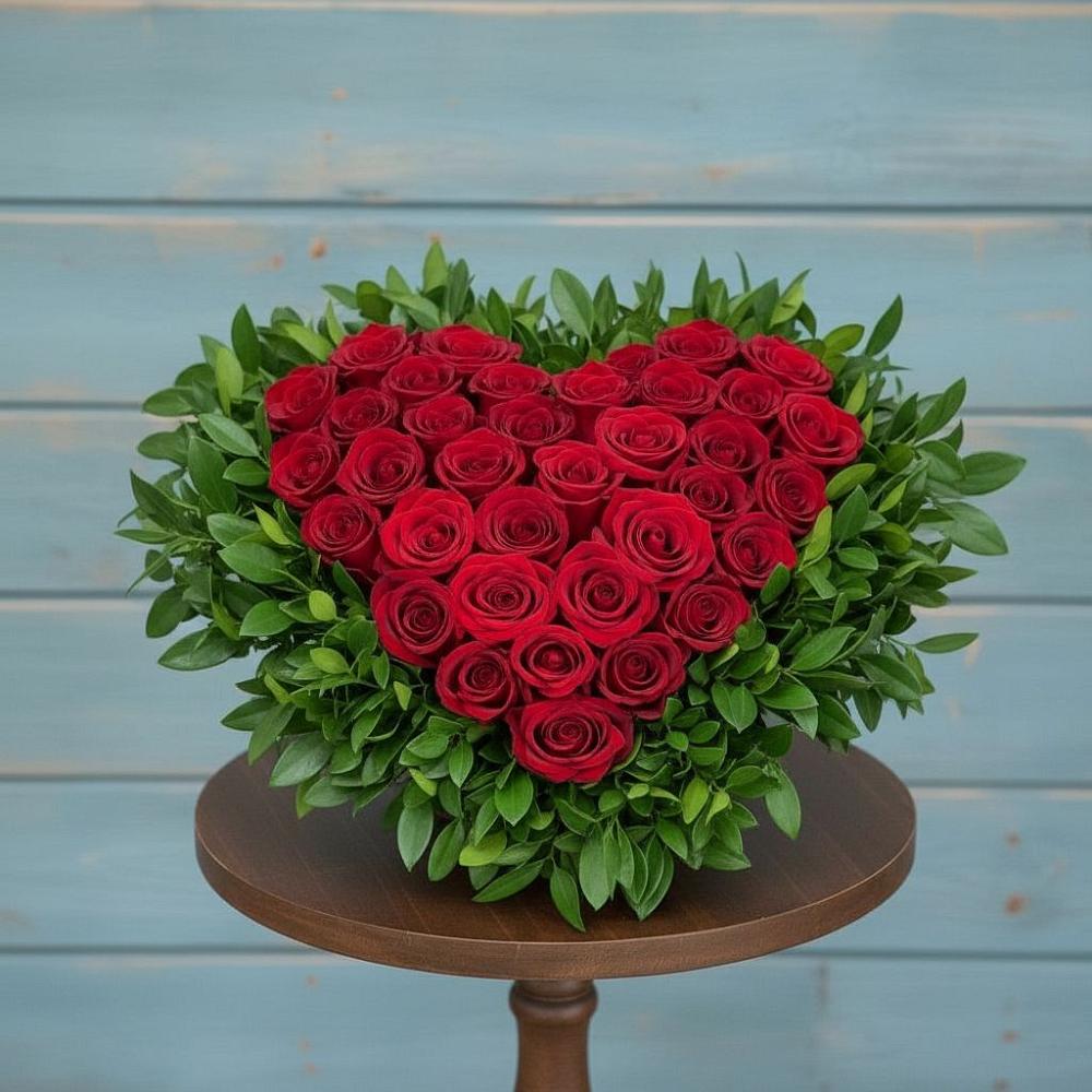 Цветочная композиция из Розы в виде сердца в Чкаловске