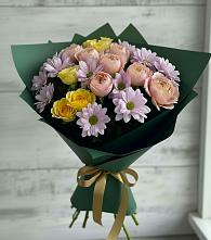 Букет цветов из:  Хризантемы и Розы в Чкаловске