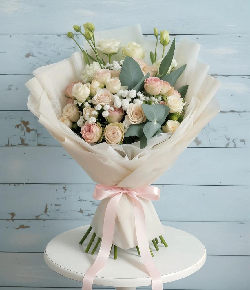 Букет цветов из: Розы и Лизиантусы в Чкаловске