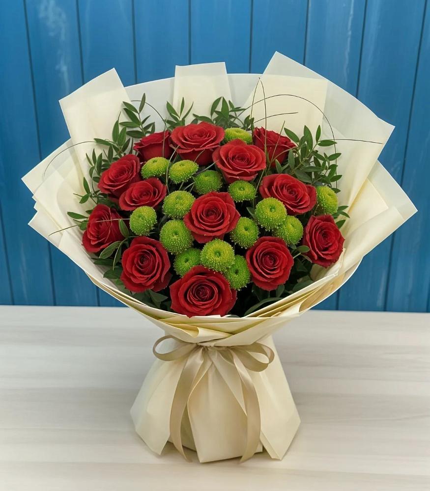 Букет цветов из: Розы и Хризантемы в Чкаловске